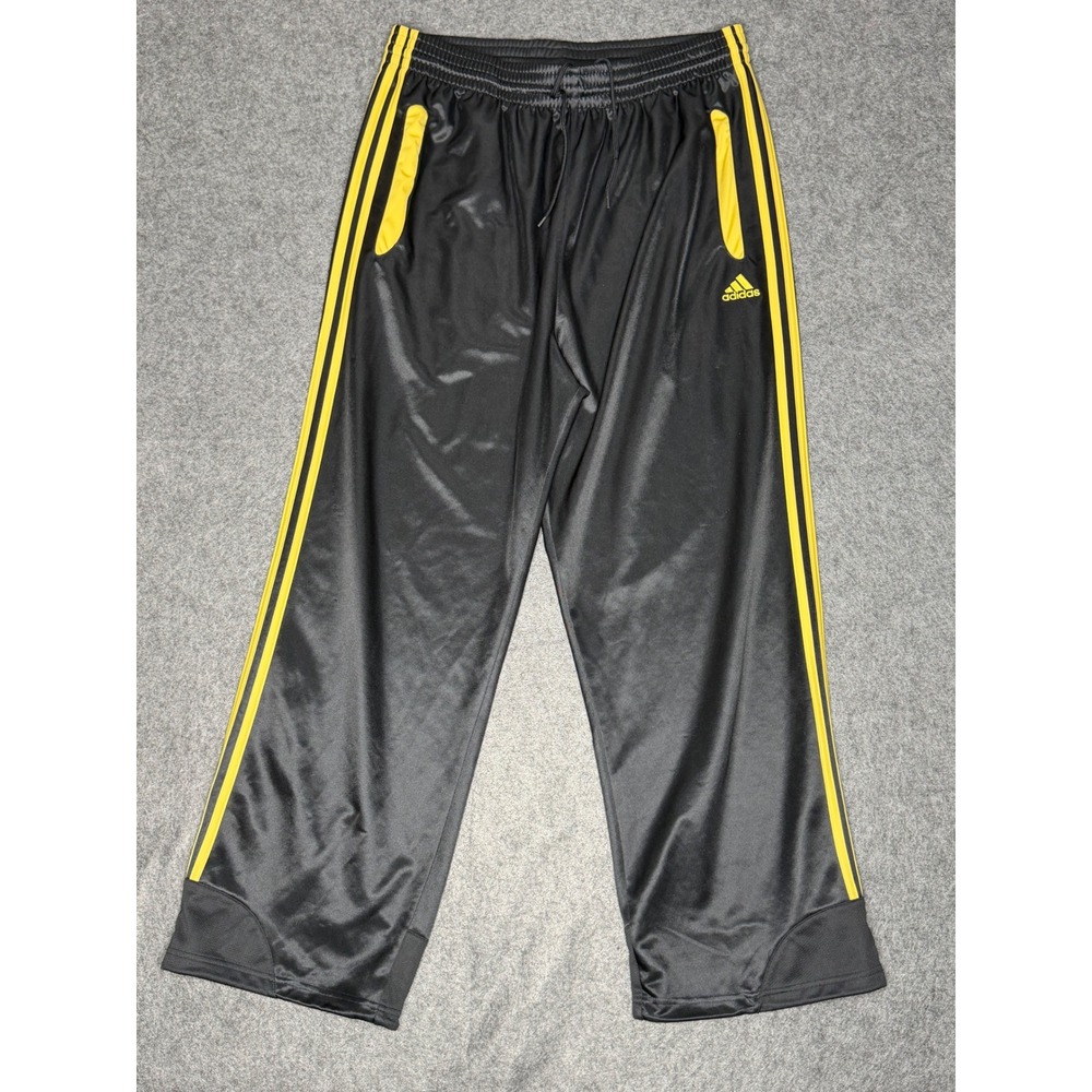 Adidas ClimaCool Mens Track Pants Black Yellow Striped Athletic XL‎ A02001